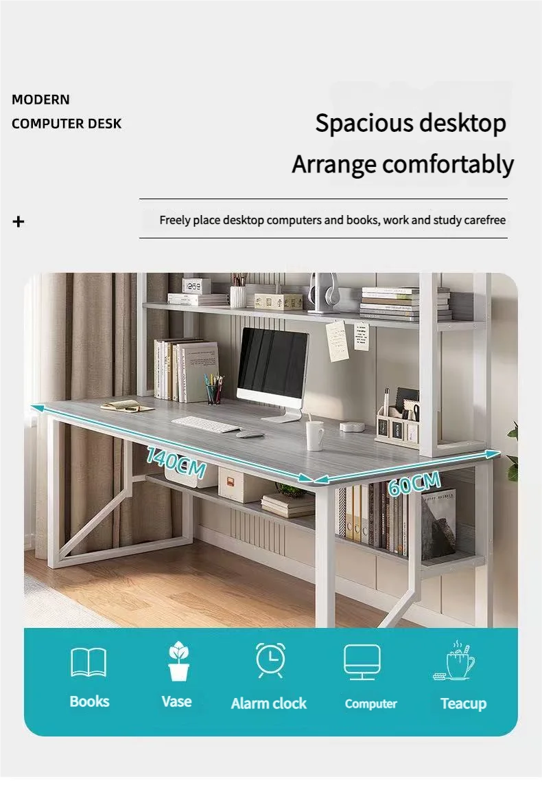 Modern Integrated Desk And Bookshelf