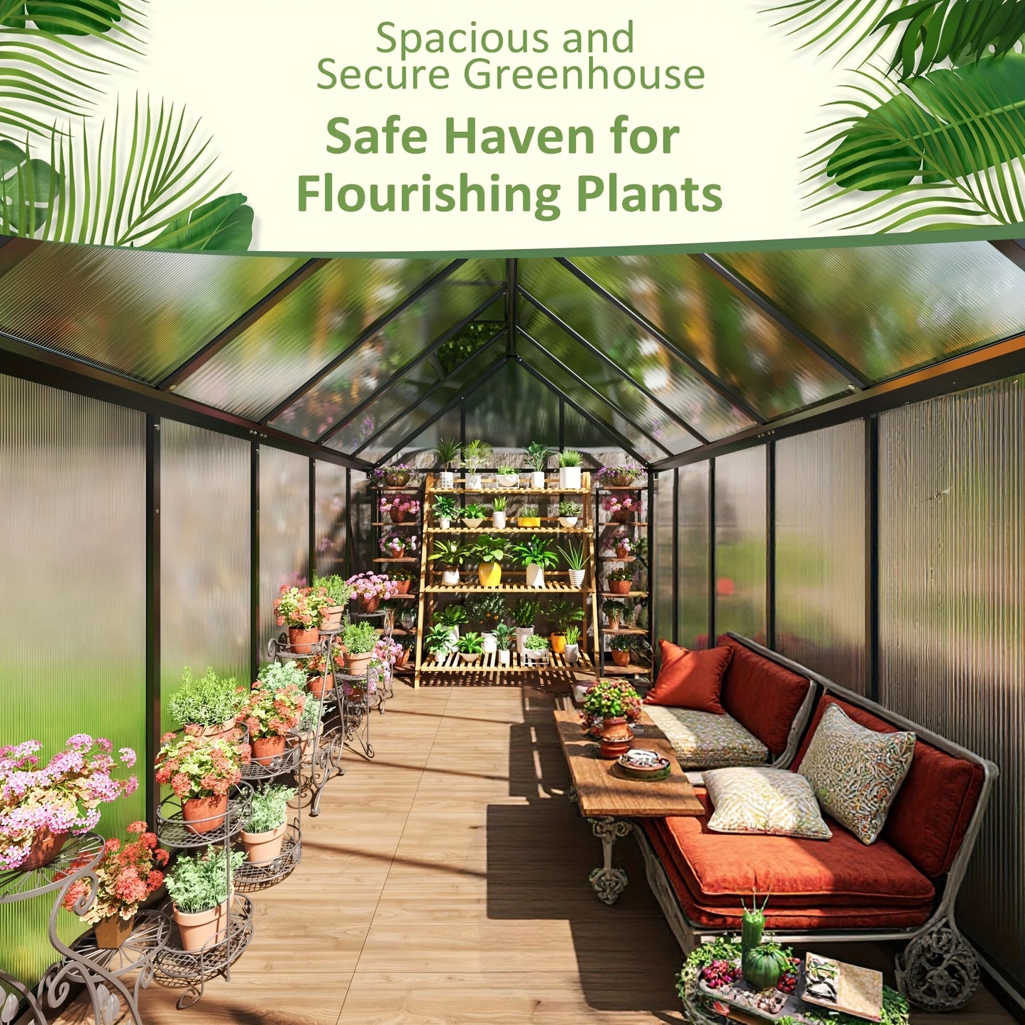 4x6~10x18FT Multi-Size Polycarbonate Greenhouse