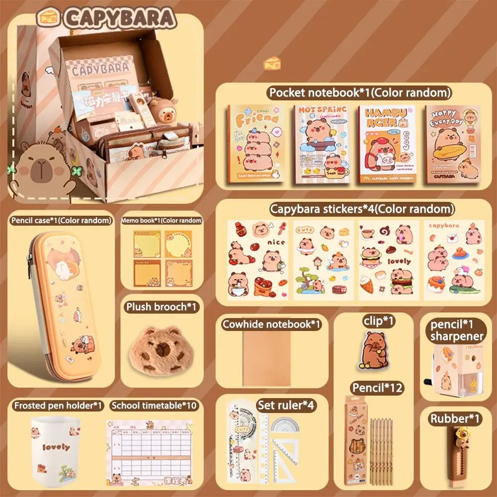 Large Capacity Capybara Stationery Set Pencil Case