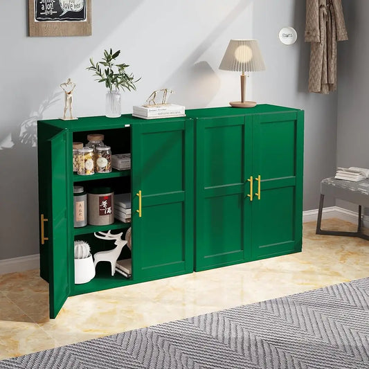 Metal Buffet Sideboard With Doors And Adjustable Shelves