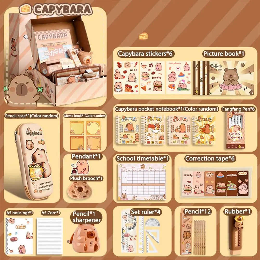 Large Capacity Capybara Stationery Set Pencil Case