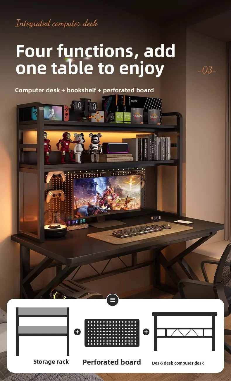 Desk bookshelf integrated desk with hole board