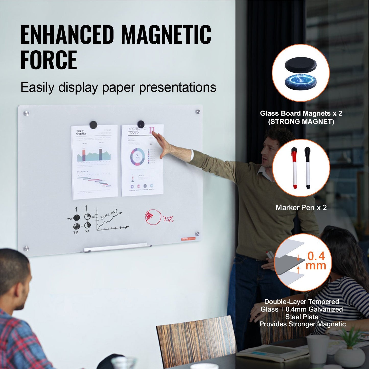 Magnetic Glass Whiteboard 36x24