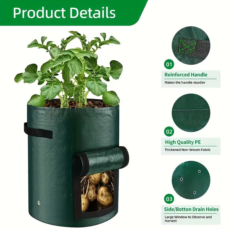 5 Packs, 10 Gallon Breathable Fabric Grow Bags- Aeration Potato Planters with Access Flap, Sturdy Handles, and Lightweight Design