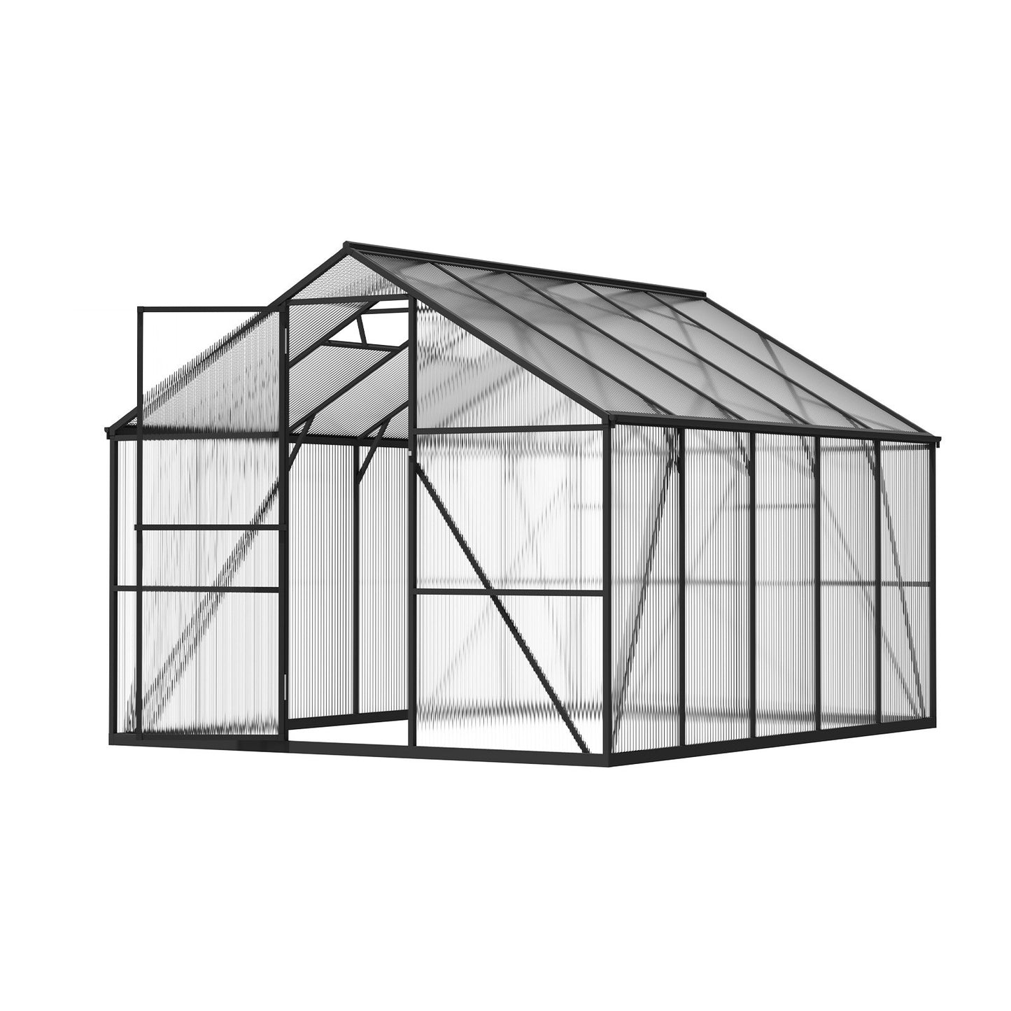 8 X 10 FT Polycarbonate Greenhouse, Heavy Duty Outdoor Green House With Adjustable Vents & Push-Pull Lockable Door