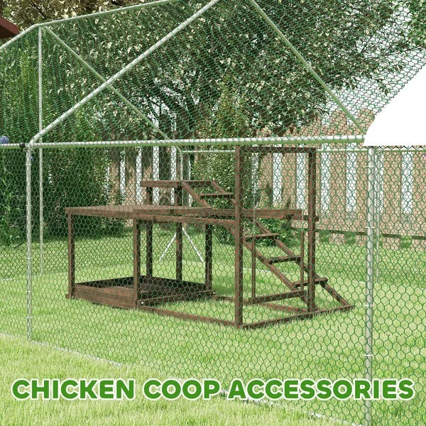 Wooden Chicken Activity Play Set With Perch, Swing, Ladder, Platforms, Feeder Storage