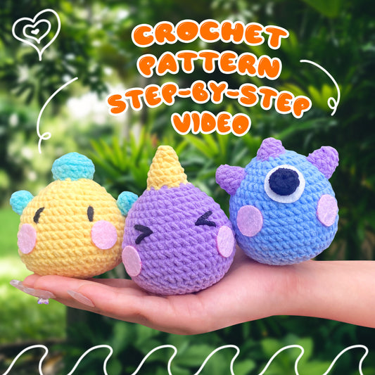 Three Monster Doll Crochet Woven Material Kit