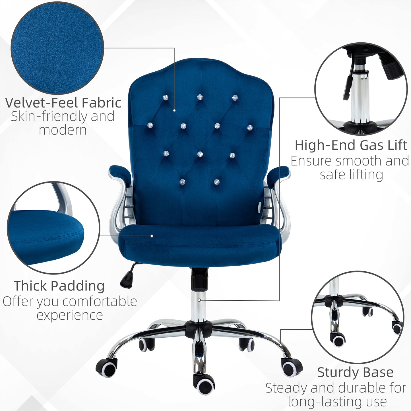 Velvet Office Chair Desk Chair with 360 Degree Swivel