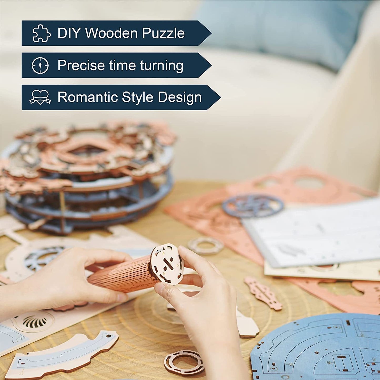 3D Wooden Puzzle Wall Clock STEM Kit
