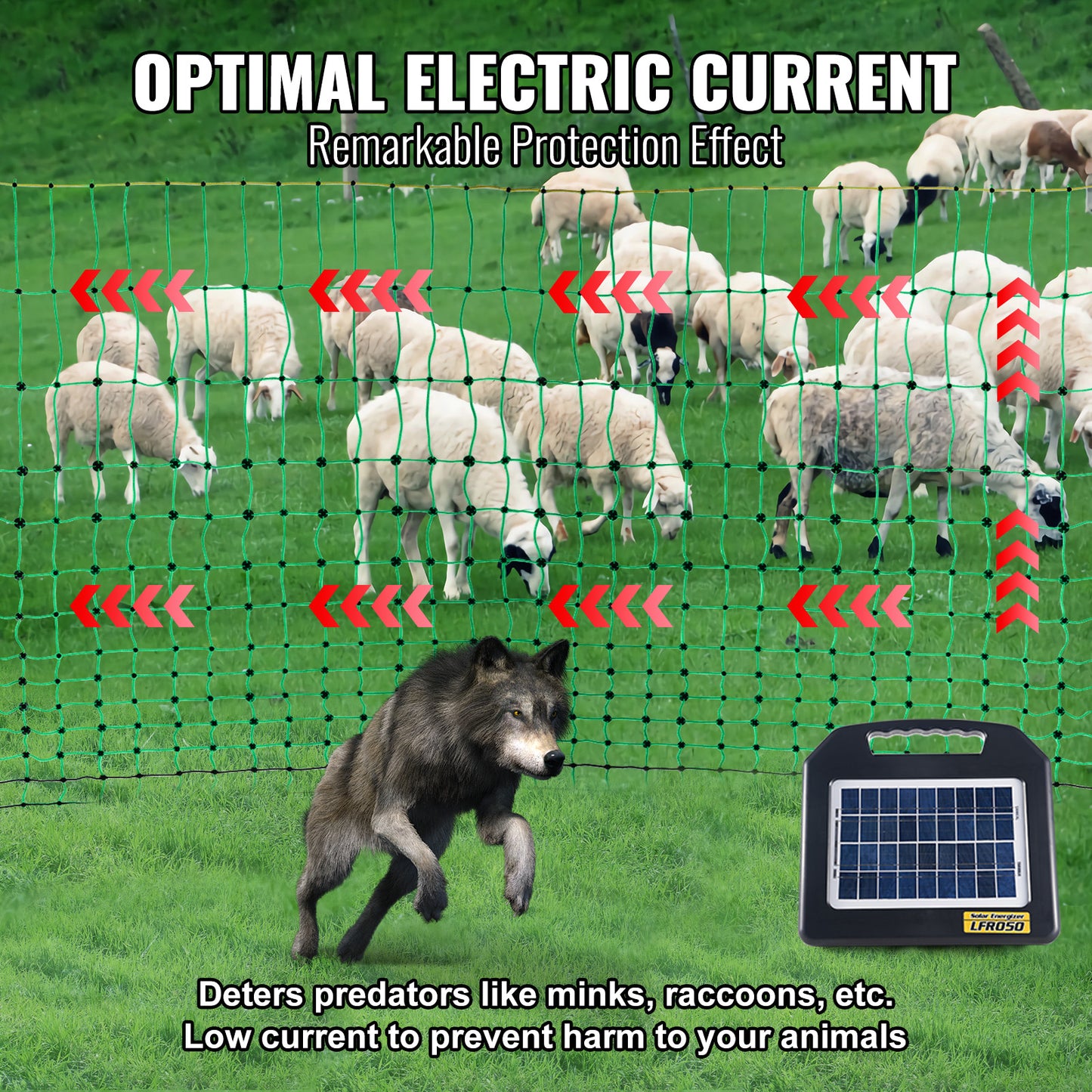 VEVOR Electric Fence Netting, 42 H X 164L, PE Net Fencing With Posts & Double-Spiked Stakes, Utility Portable Mesh For Goats, Sheep, Lambs, Hogs