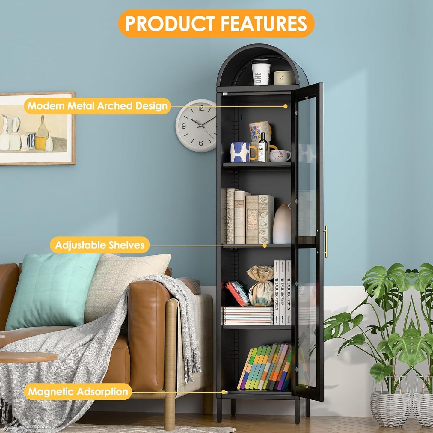 Tall Metal Arched Cabinet