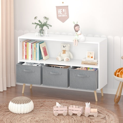Children's Bookshelf With Foldable Fabric Drawers