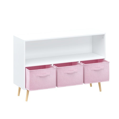 Children's Bookshelf With Foldable Fabric Drawers