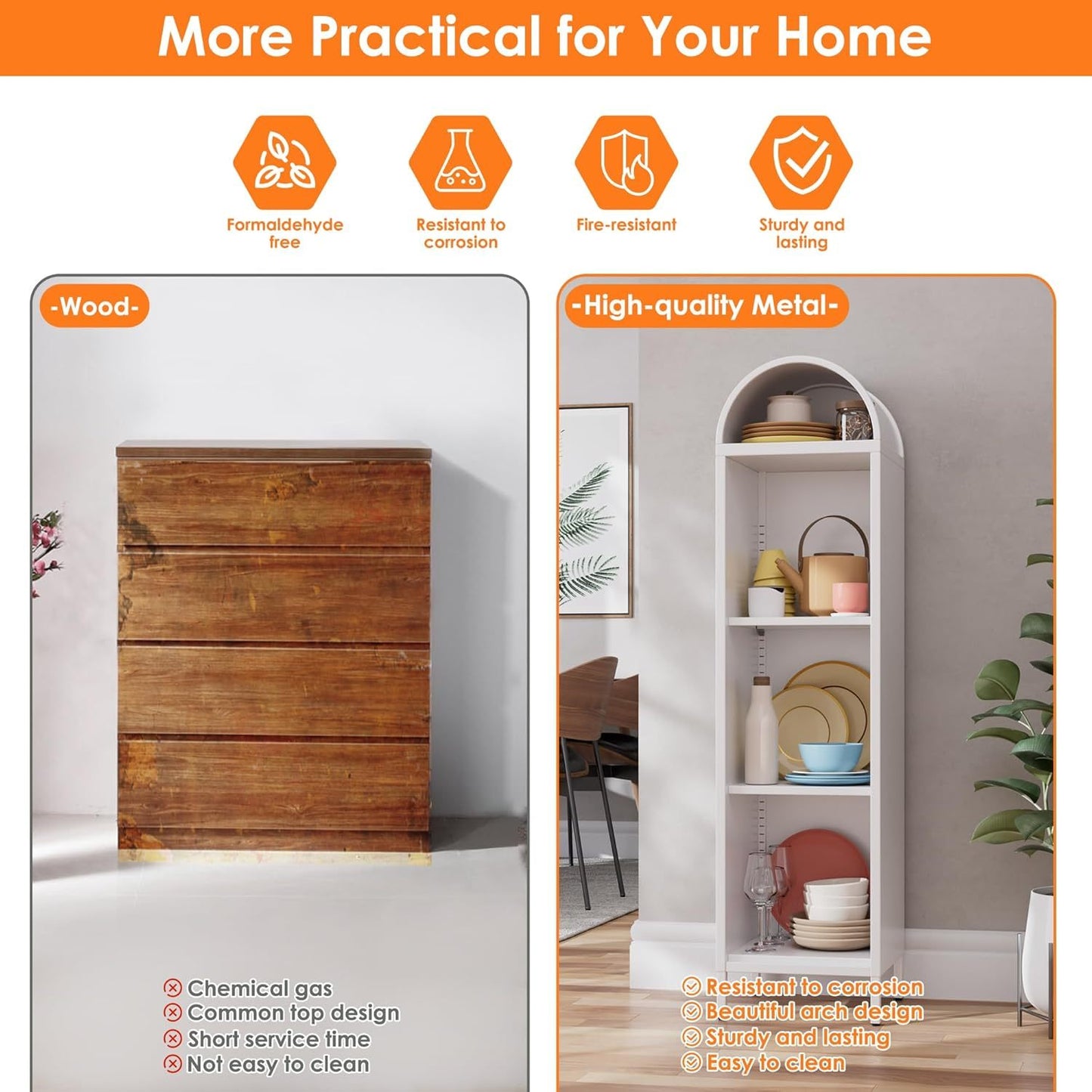 Arch Display Bookcase With 2 Adjustable Shelves