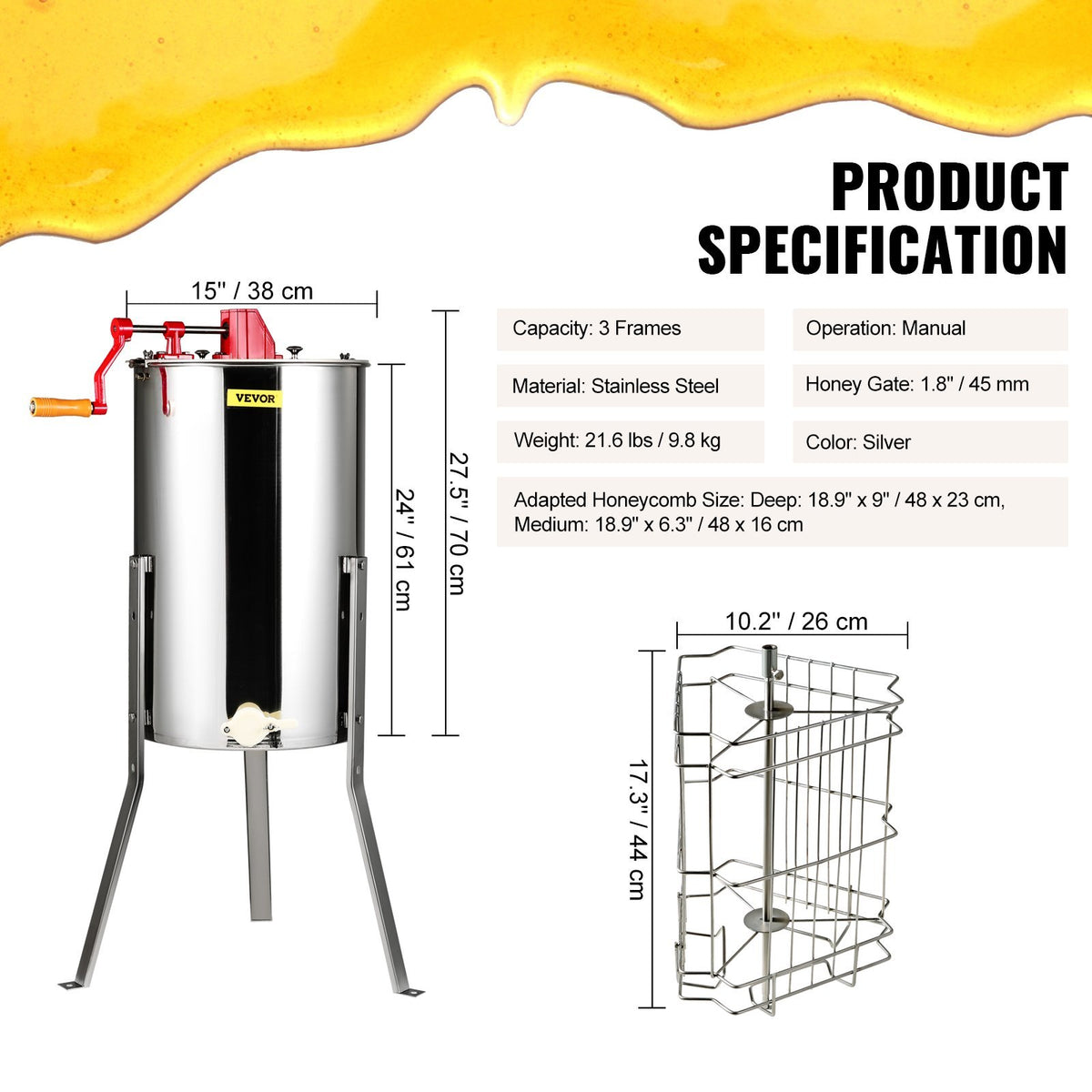 Vever Extractor VEVOR Manual Honey Extractor – Heritage Homeschool Supply’s