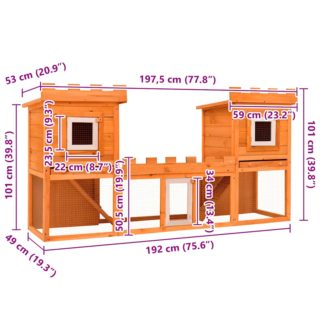 Large rabbit hutch, small animal cage, double house