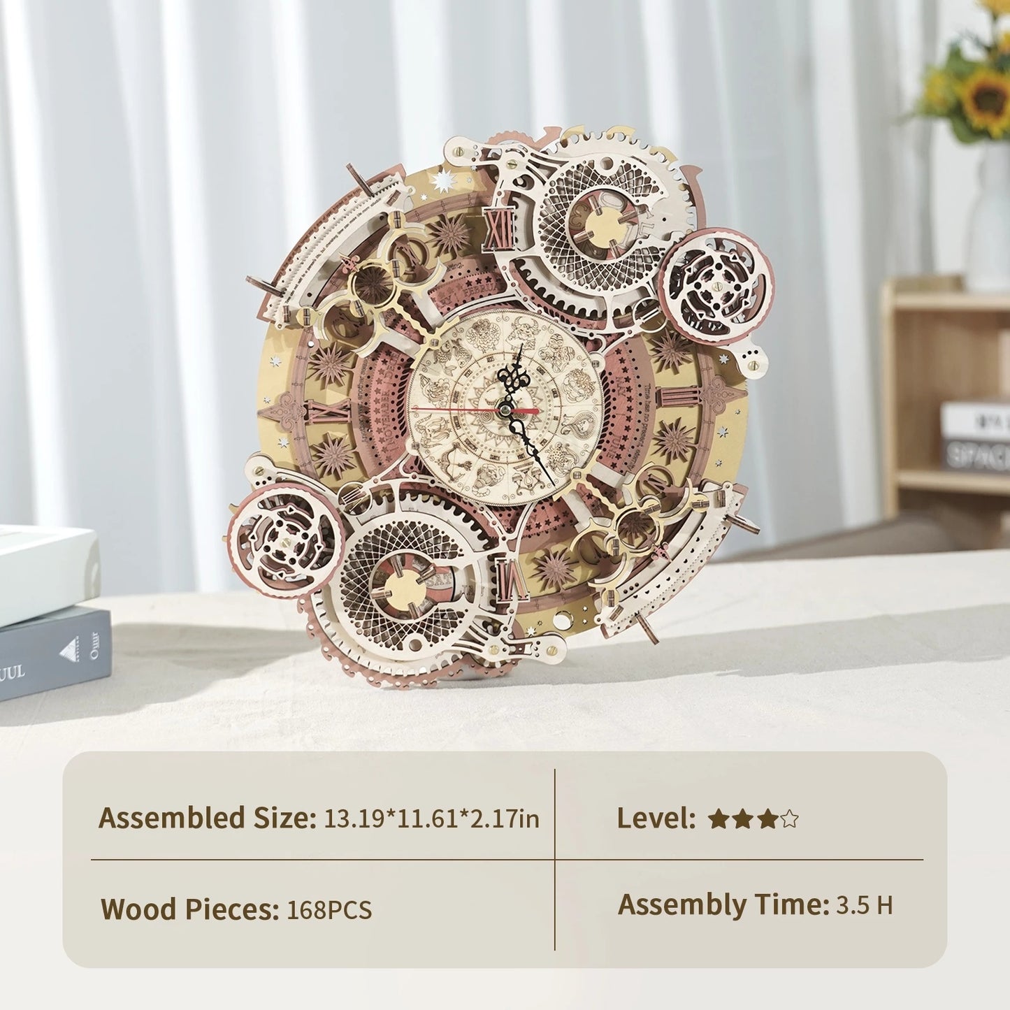 Robotime ROKR Zodiac Wall Clock 3D Wooden Puzzle