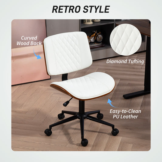 Leather Desk Chair With Adjustable Height, 360 Swivel
