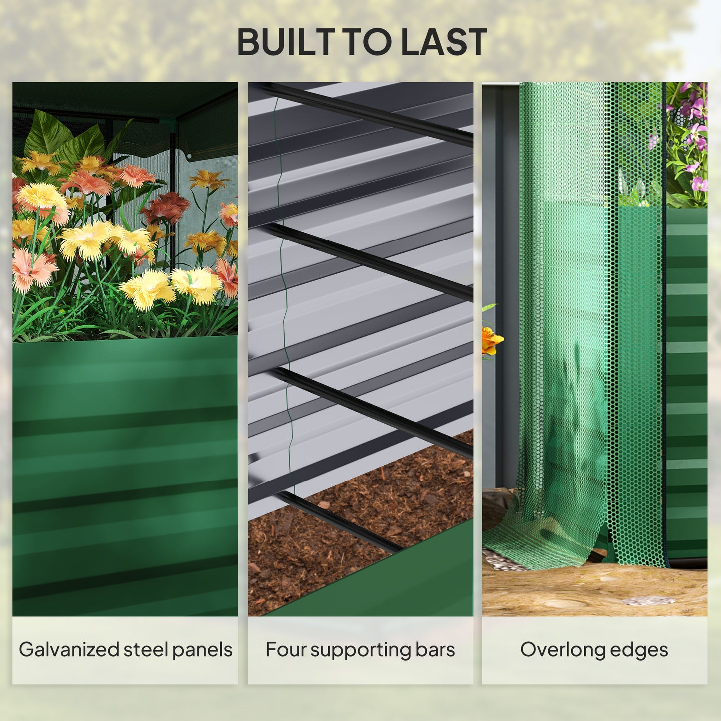 Galvanized Steel Planter Box with Crop Cage and Shade Cloth