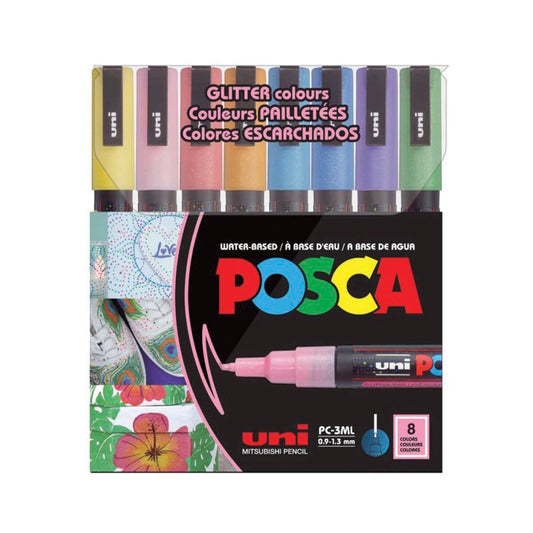 PC-3ML GLITTER PAINT MARKERS 8/ST ASST REVERSIBLE FINE TIP 0.9-1.3MM