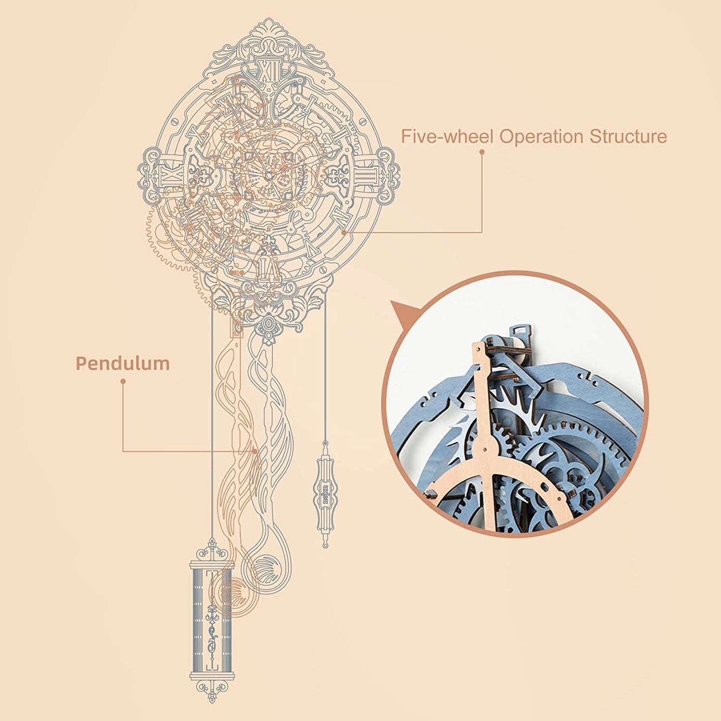 3D Wooden Puzzle Wall Clock STEM Kit