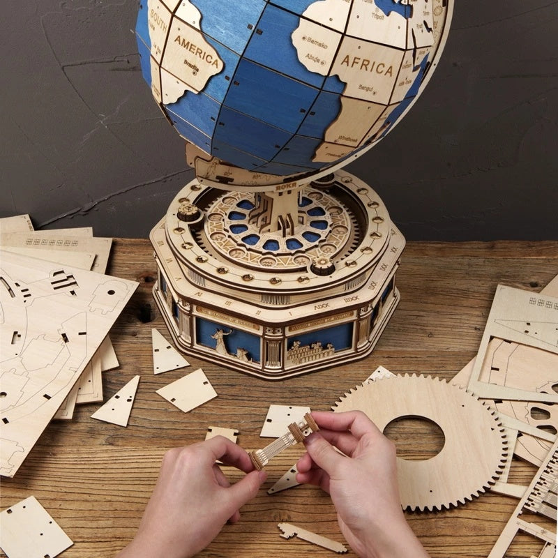 Globe Earth 567pcs 3D Wooden Puzzle STEM Kit