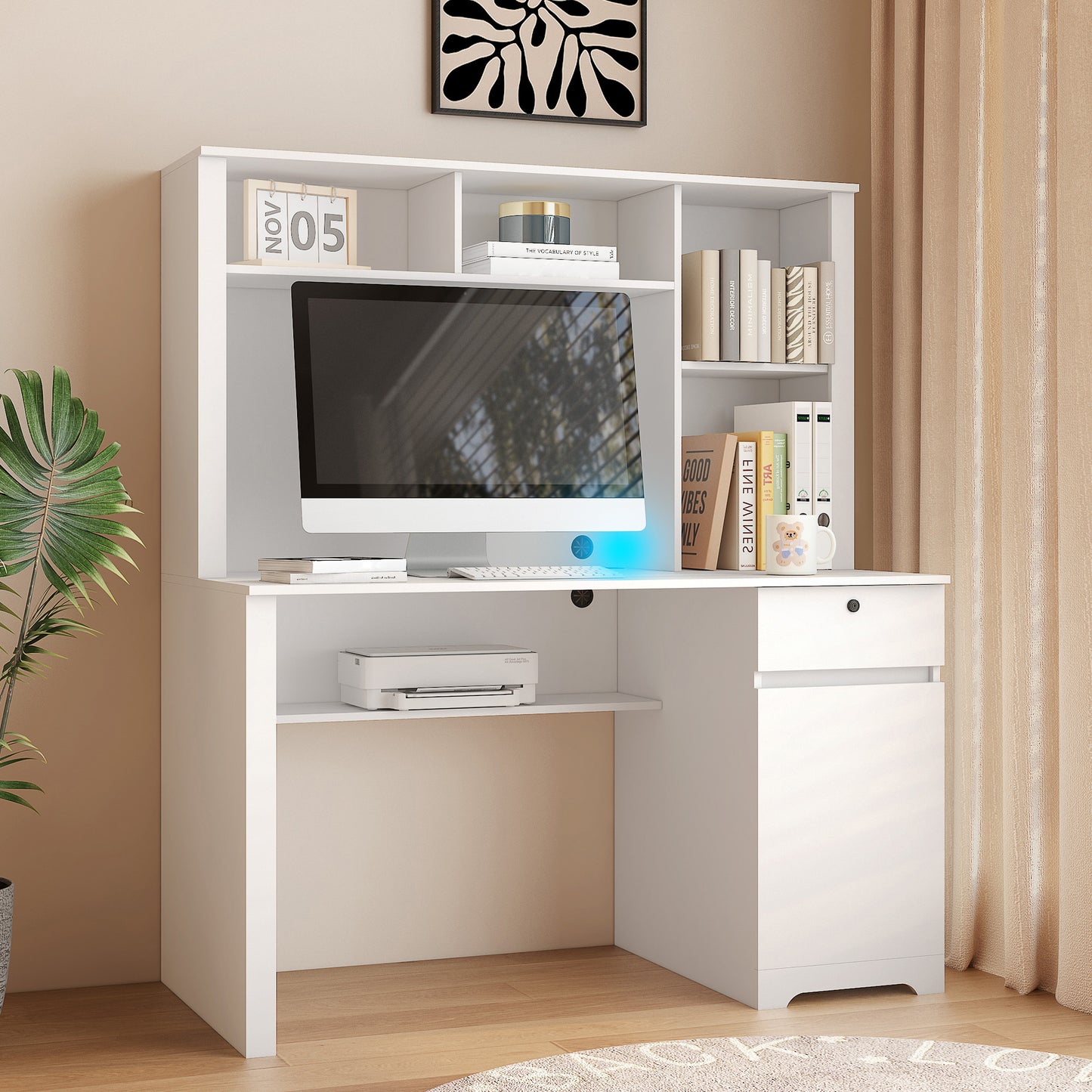 Computer Desk With Hutch & Bookshelf