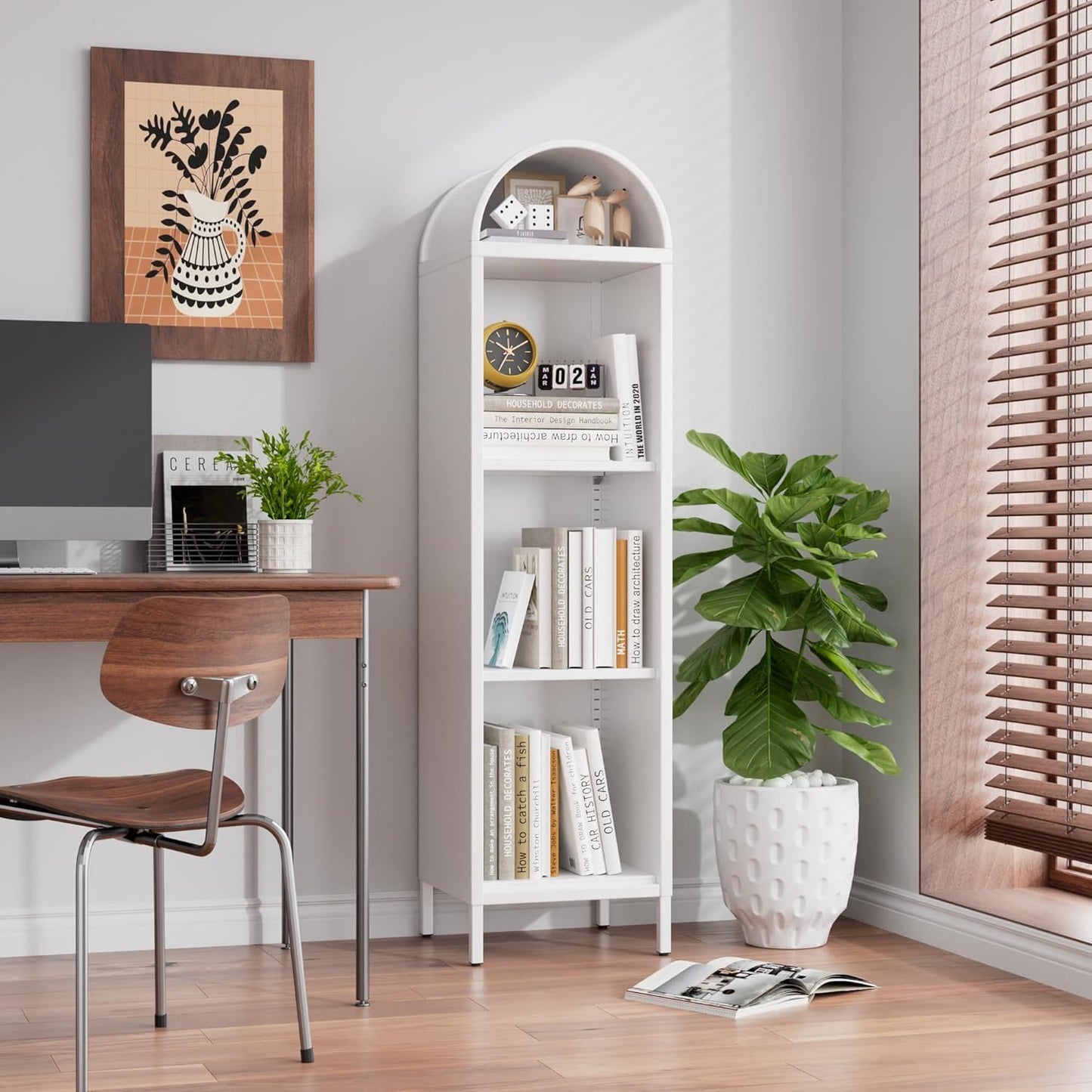 Arch Display Bookcase With 2 Adjustable Shelves