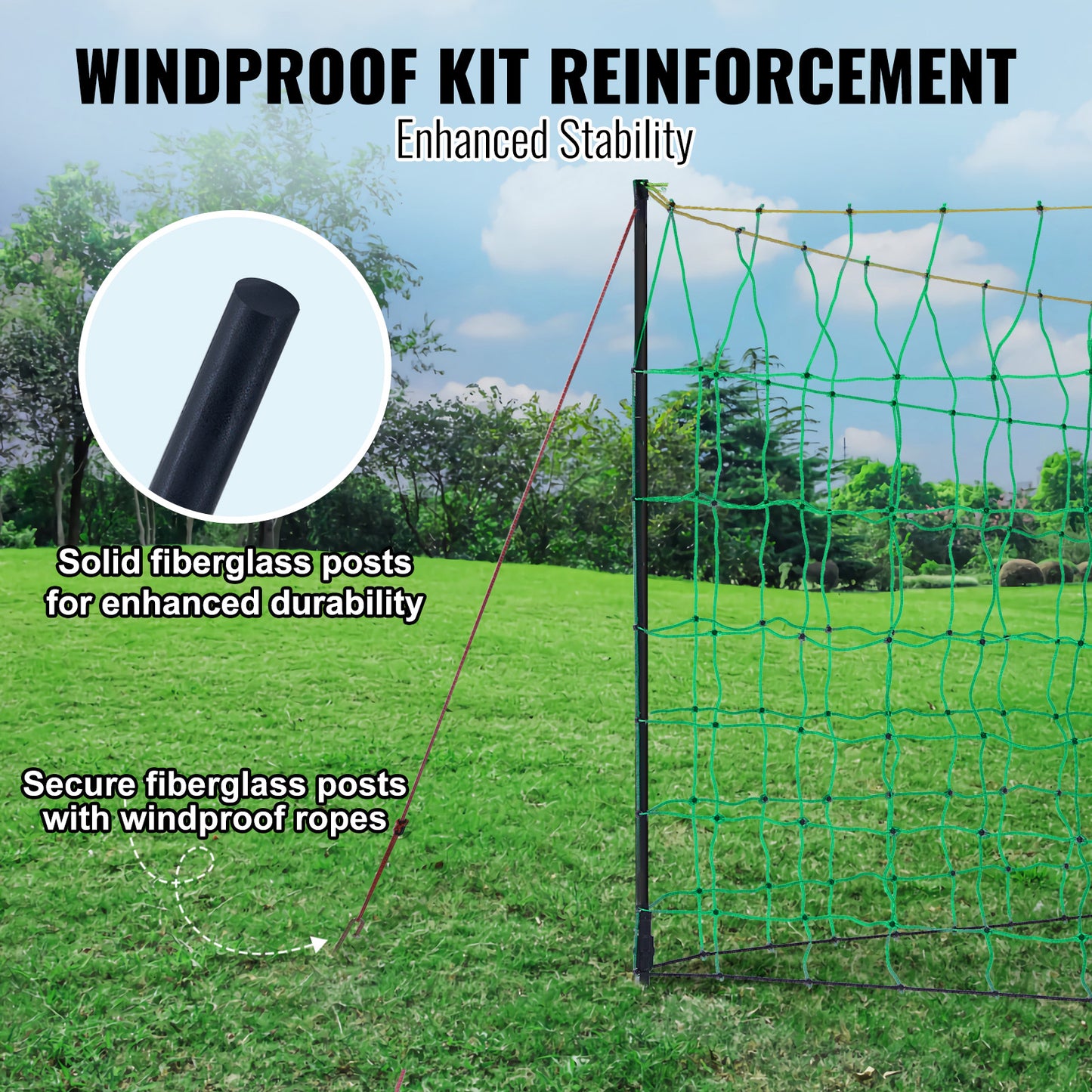 VEVOR Electric Fence Netting, 42 H X 164L, PE Net Fencing With Posts & Double-Spiked Stakes, Utility Portable Mesh For Goats, Sheep, Lambs, Hogs