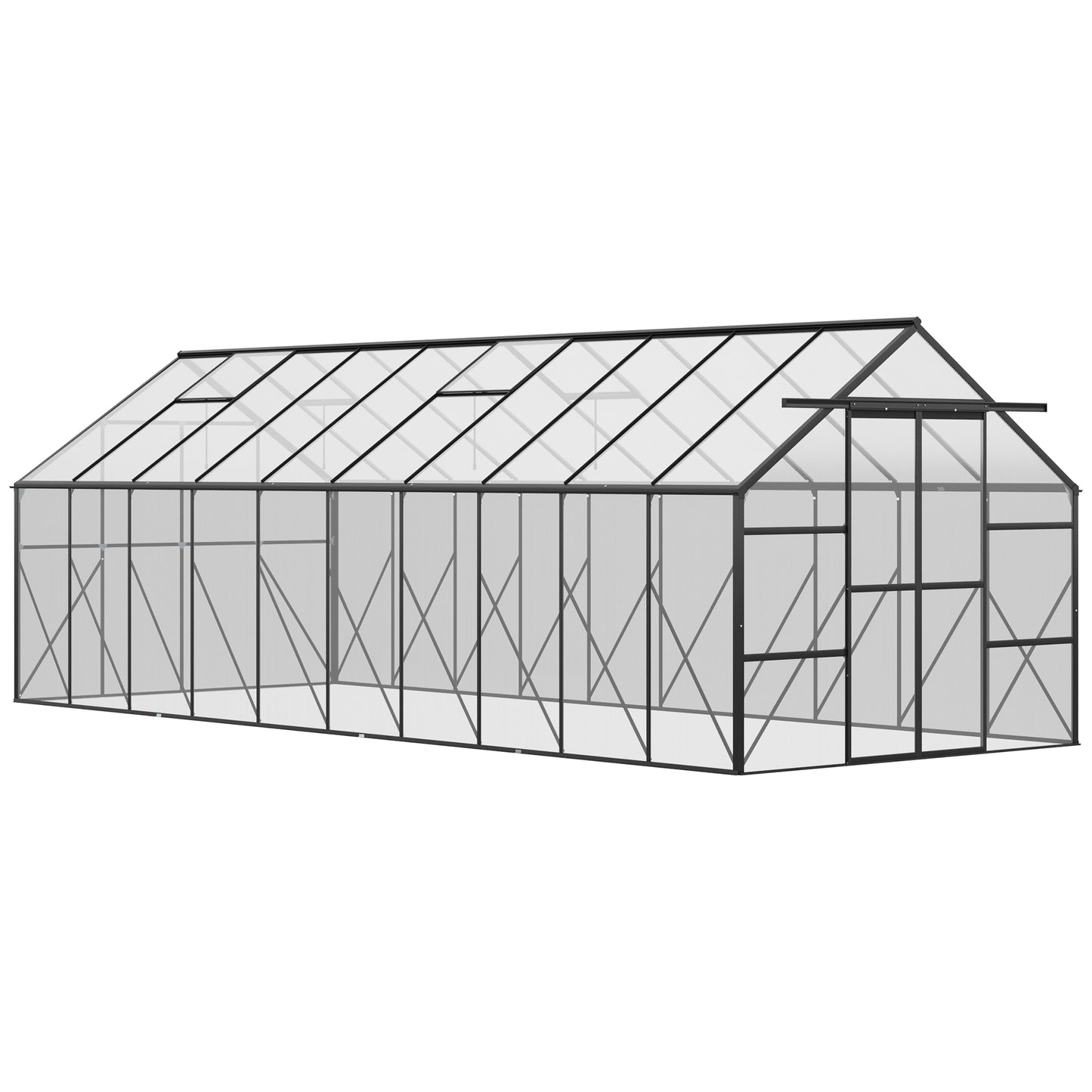20' x 8' Aluminum Greenhouse Polycarbonate Walk-in Garden Greenhouse Kit with Adjustable Roof Vent