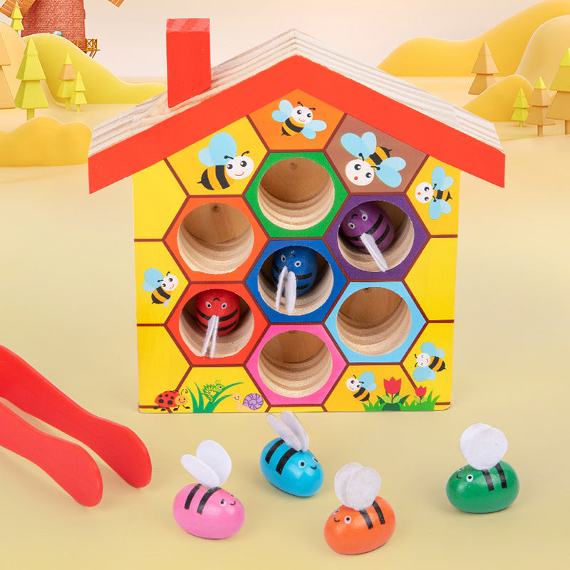 Wooden Children Montessori Education Clamp Toy Hive