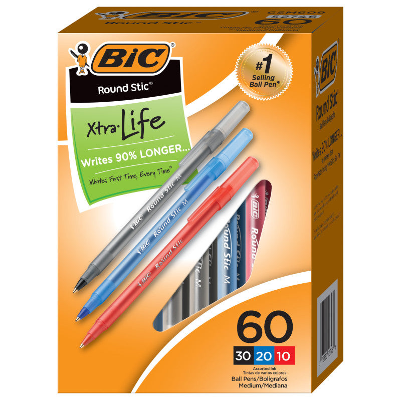 ROUND STIC XTRA LIFE PENSBOX OF 60