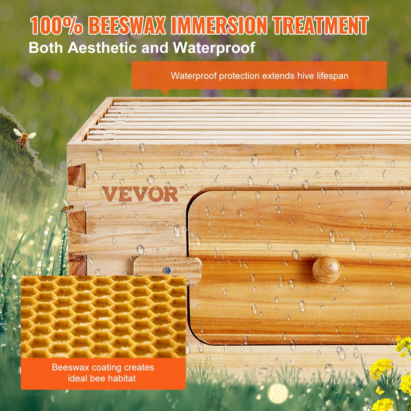 Beehive Medium Langstroth Beehive add on box with 10 Frames And Foundations  to provide more space for your bees to make more honey
