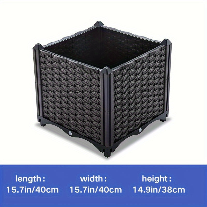 Extra-Large 16X16 Inch Rectangular Plastic Planter - Ideal For Vegetable Gardening