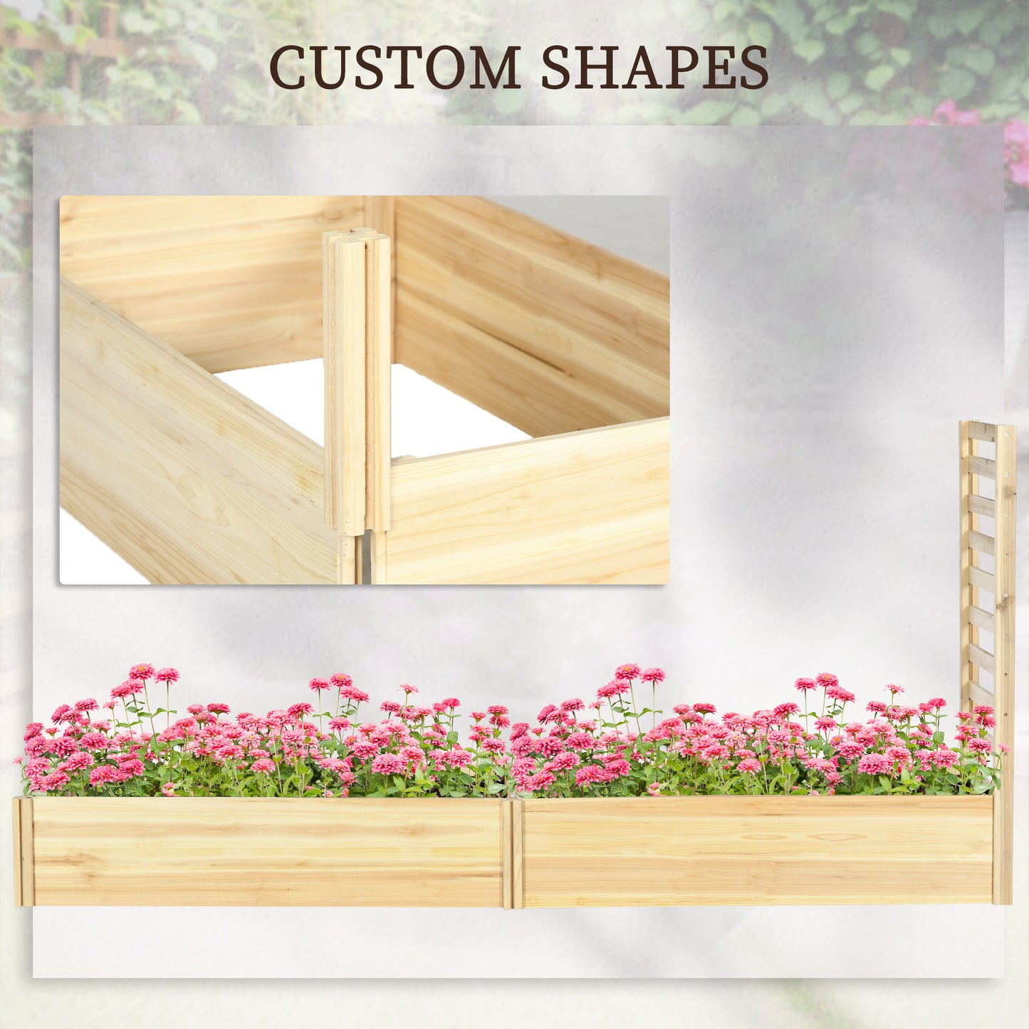 Wood Planter Box with Trellis for Climbing Plants, Raised Garden Bed
