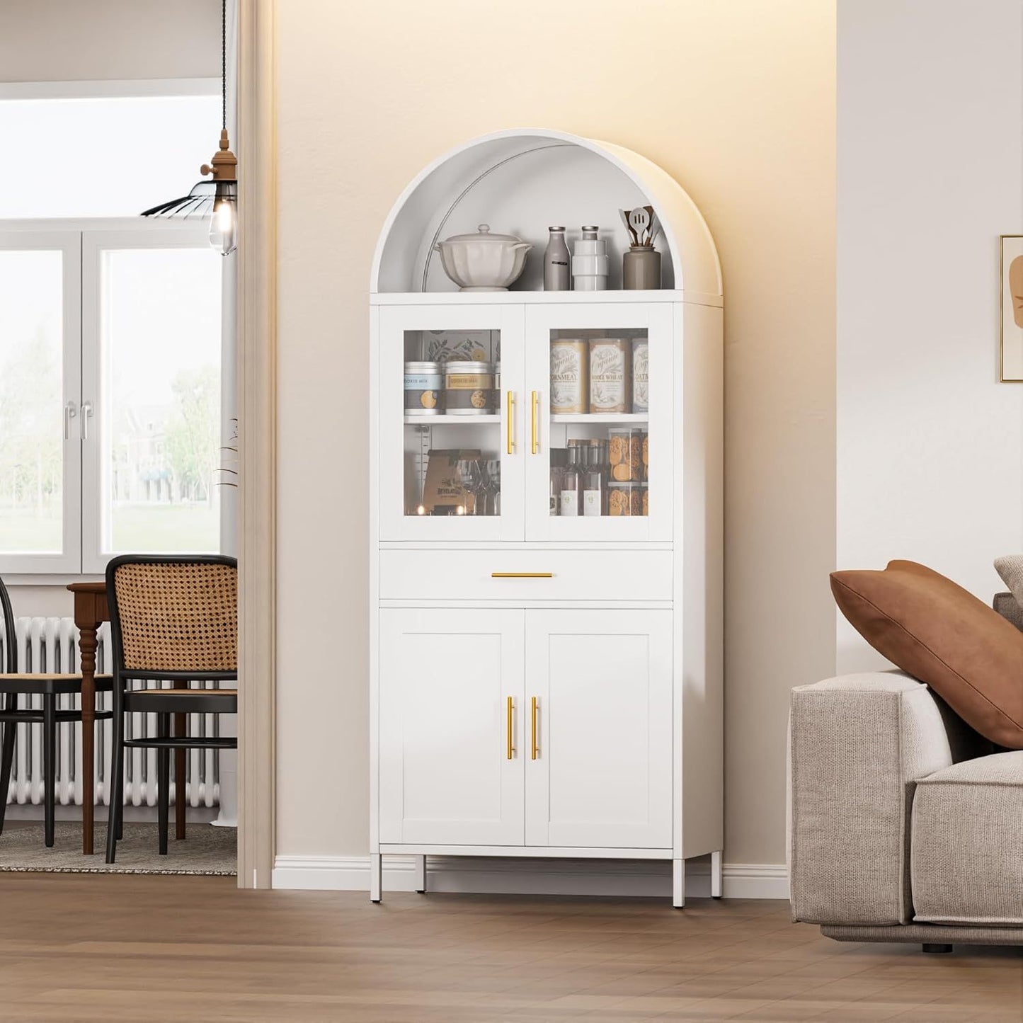 Tall Metal Arched Display Cabinet