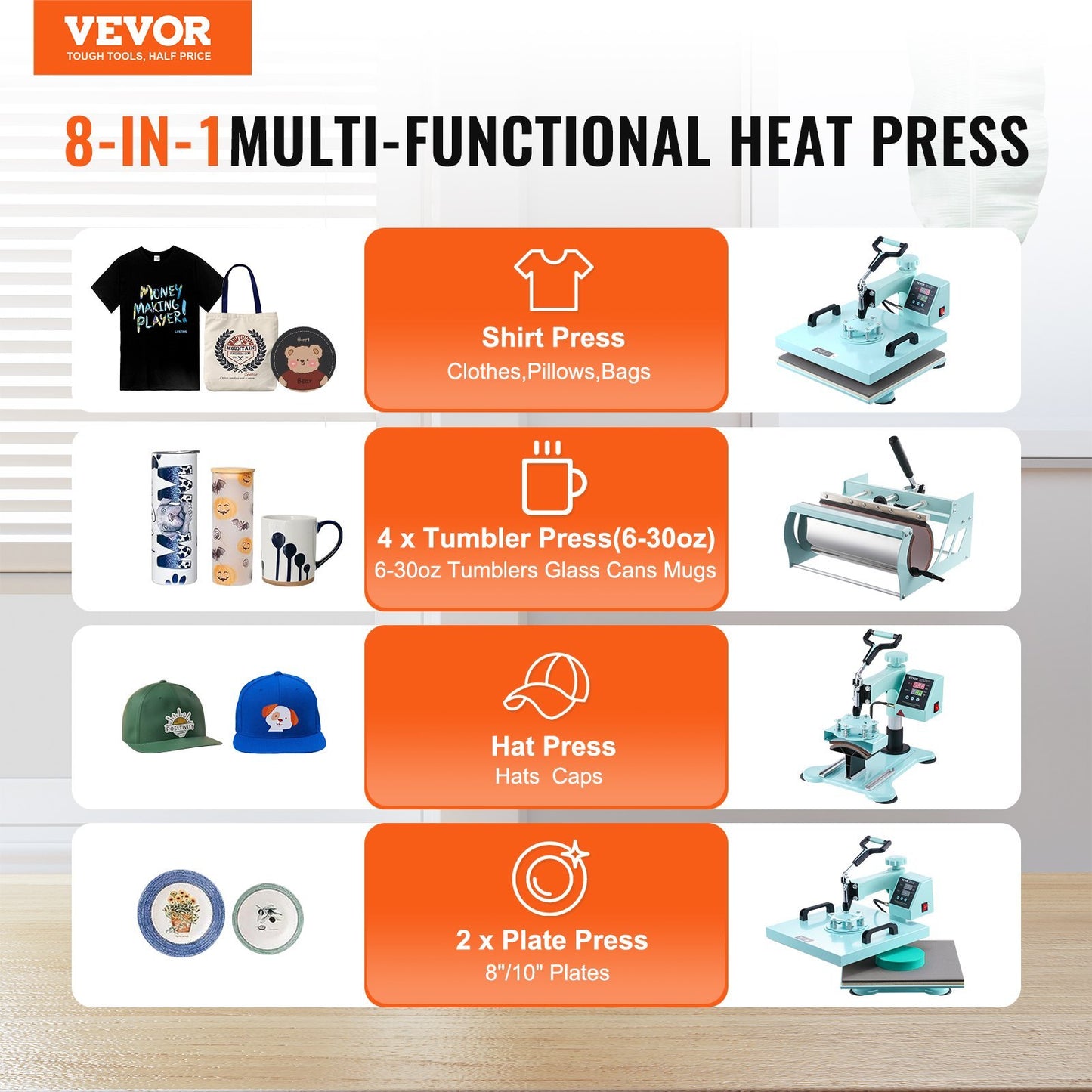 Heat Press Craft Machine 15x15 In 8 In 1
