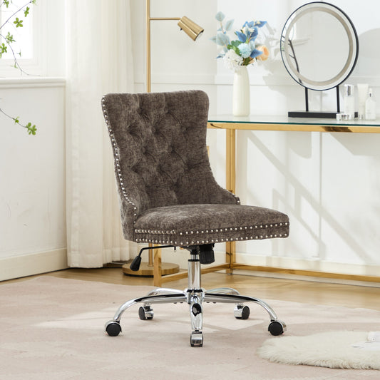 Modern Chenille Upholstered Tufted Button Home Office Chair