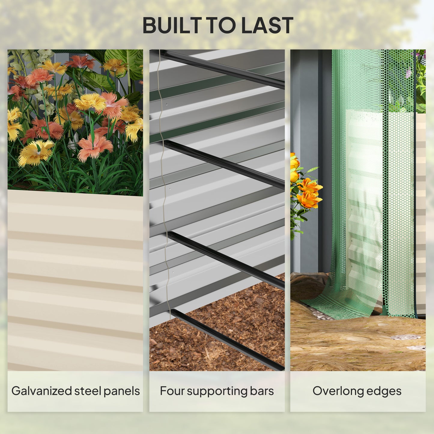 Galvanized Steel Planter Box with Crop Cage and Shade Cloth, Raised Garden Bed