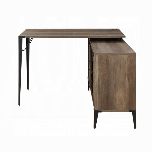 Rustic Oak Writing Desk With Sliding Barn Door