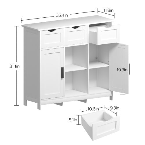 Wooden Floor Cabinet,with Drawers And Shelves Storage