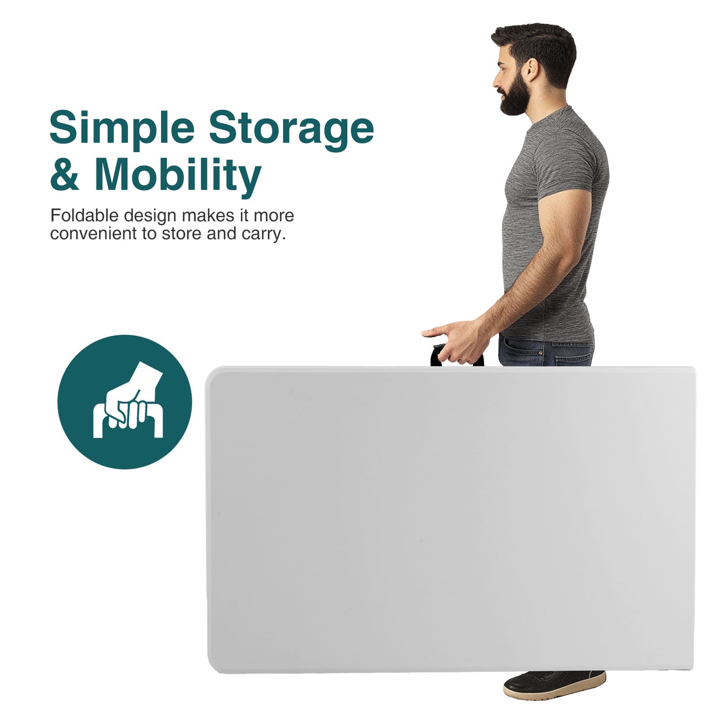 Folding Table Outdoor Indoor Heavy Duty Portable Table With Carrying Handle