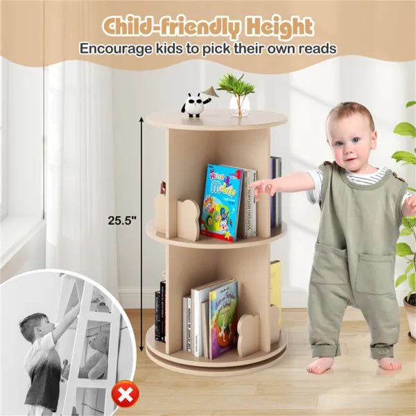 2-Tier Kids Rotating Bookshelf