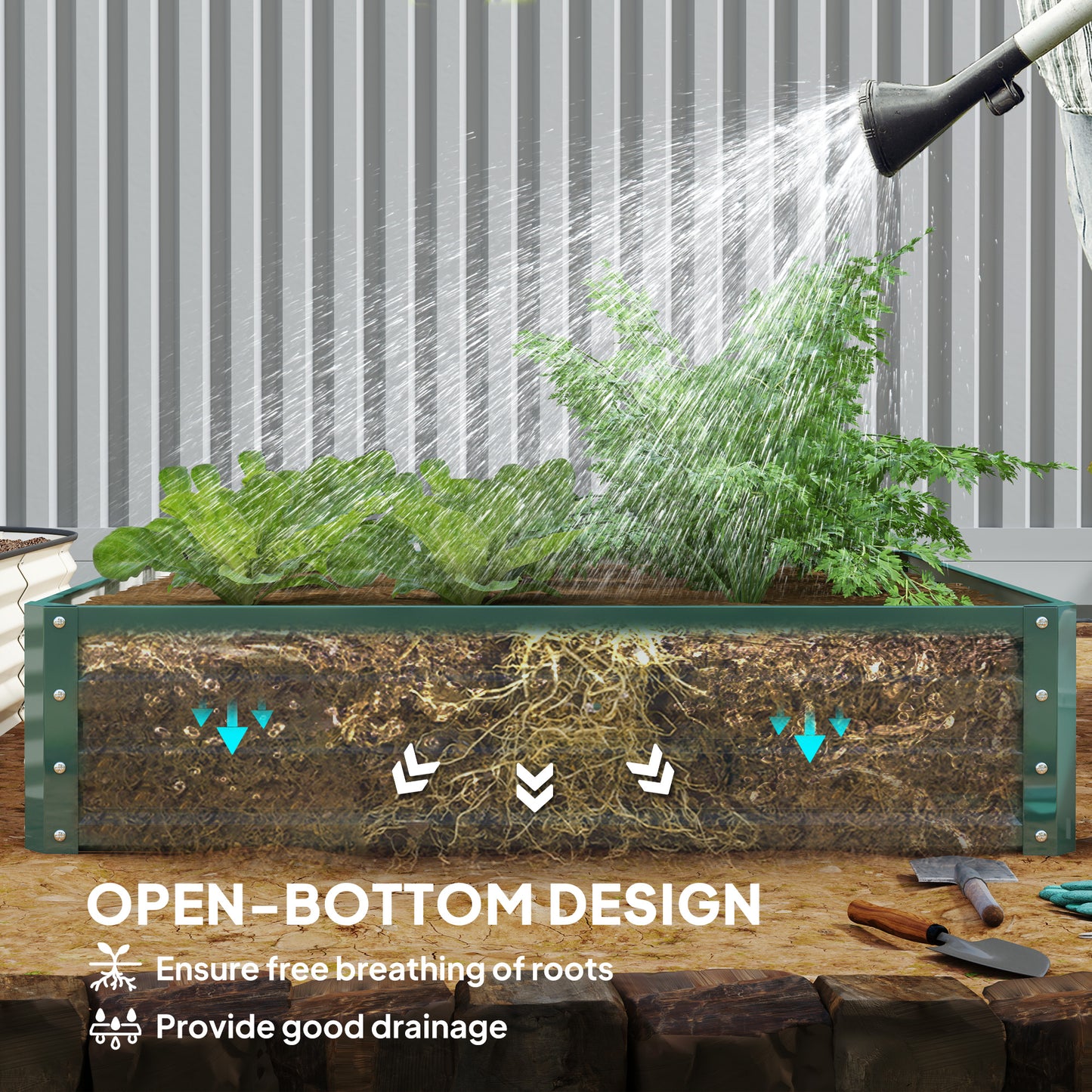 Galvanized Raised Garden Bed, 4' x 4' x 1'