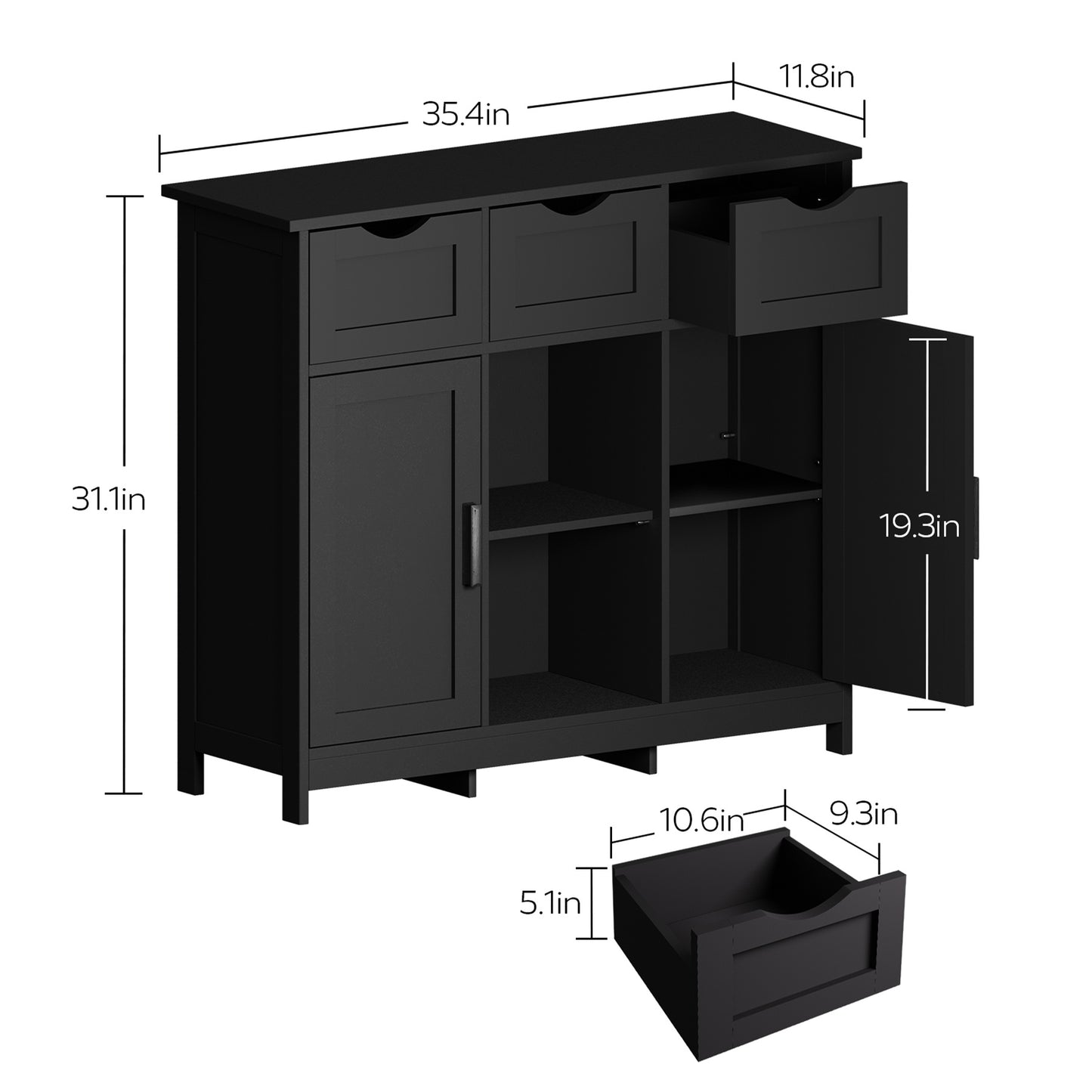 Storage Cabinet With Drawers And Shelves