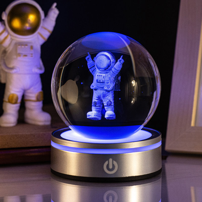 Creative 3D Inner Carving Luminous Crystal Ball Solar System Science Kit