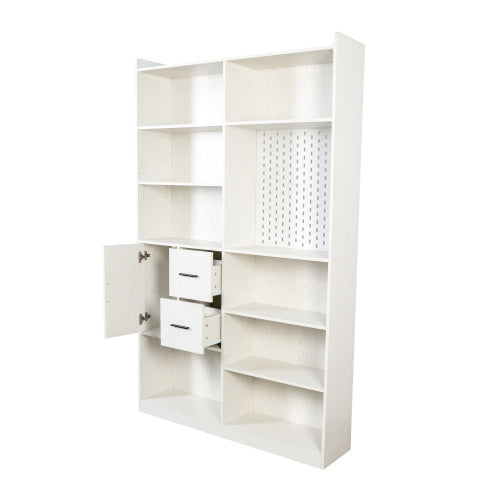 Bookshelf And Bookcase With Pegboard And Drawer