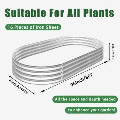 2Pcs 8x4x1ft Raised Garden Bed Kit