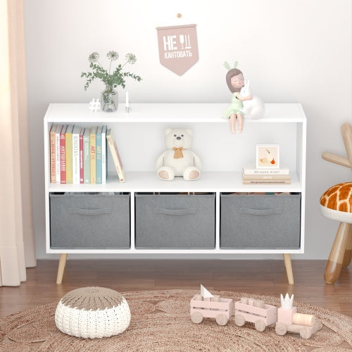 Children's Bookshelf With Foldable Fabric Drawers