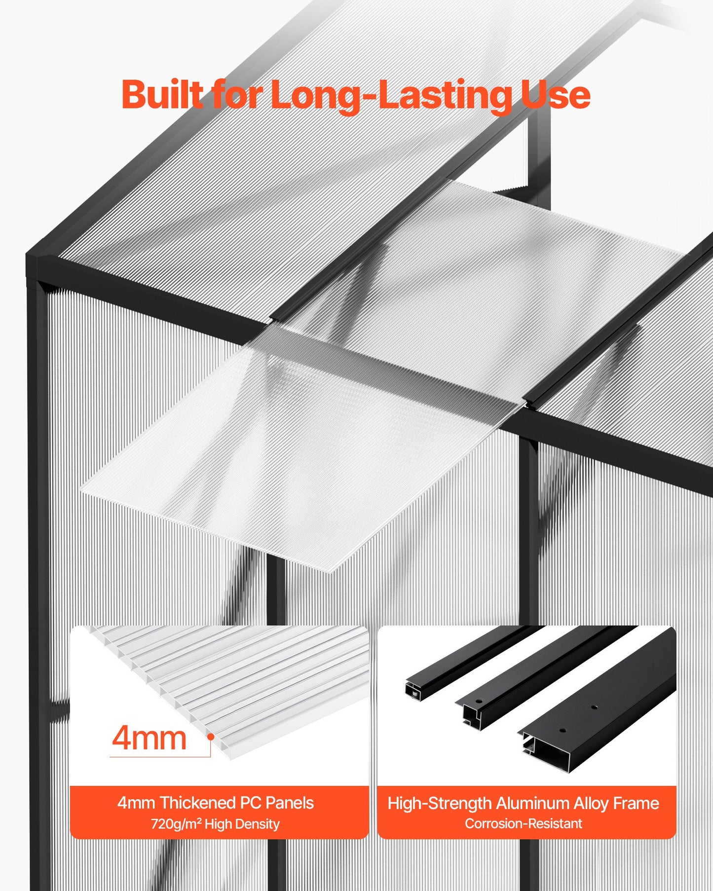 8 X 10 FT Polycarbonate Greenhouse, Heavy Duty Outdoor Green House With Adjustable Vents & Push-Pull Lockable Door